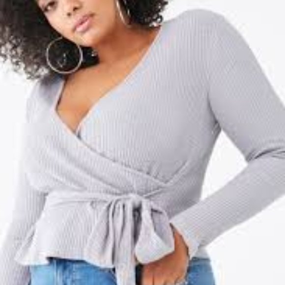 Forever 21 Tops - NWT F21 Gray Wrap style Long Sleeve Top
